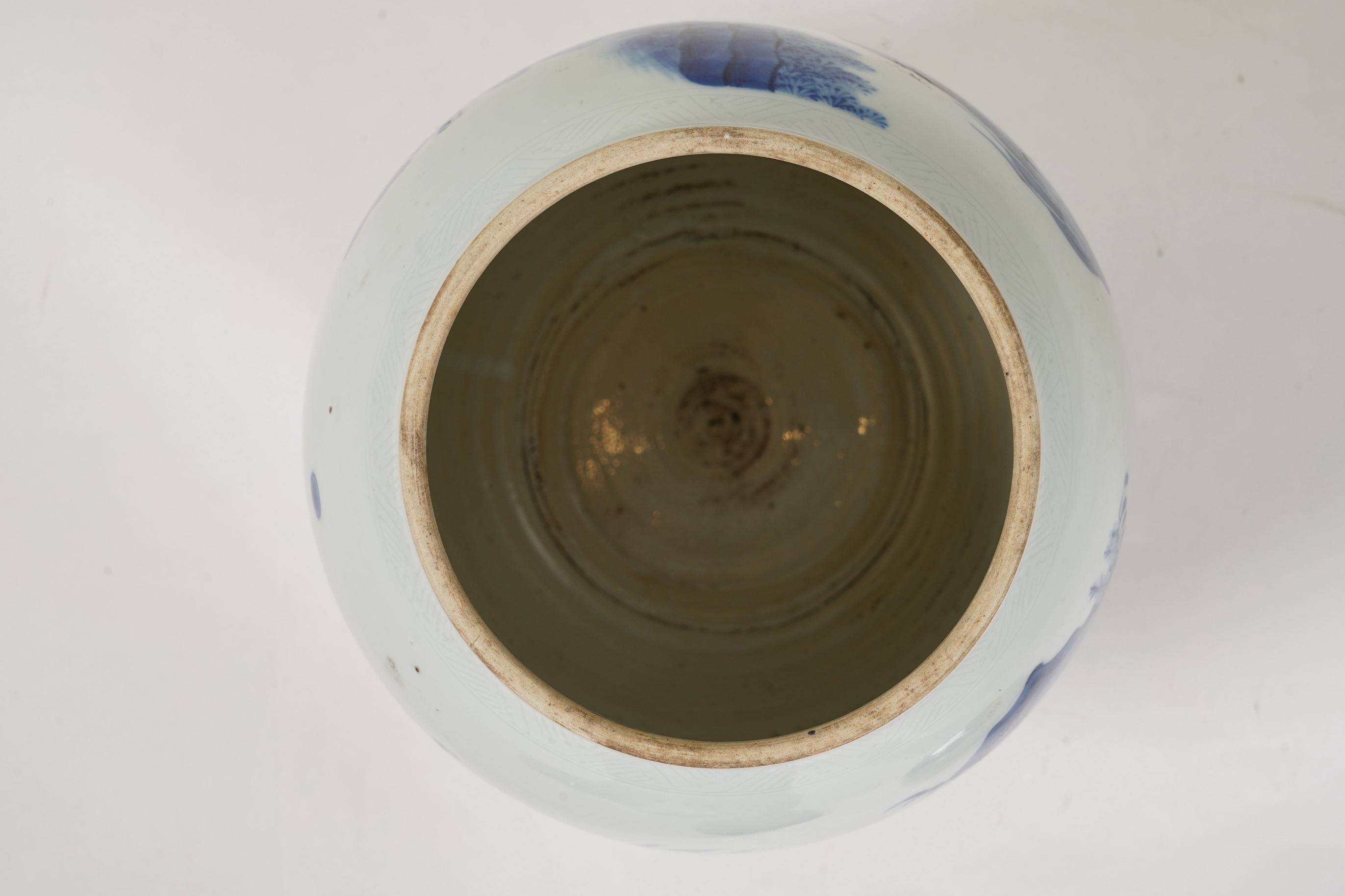 A Chinese blue and white ‘mythical beasts’ jar and cover, possibly Chongzhen period (1627-1644)